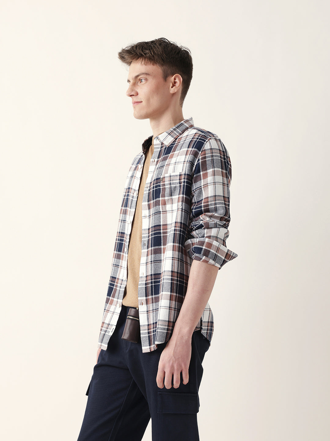 Multicolor Woven Checked Slim Fit Casual Shirt