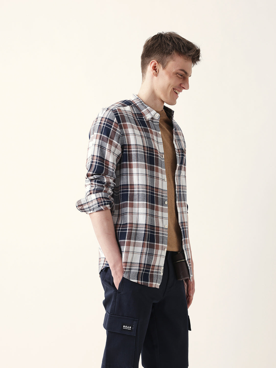 Multicolor Woven Checked Slim Fit Casual Shirt