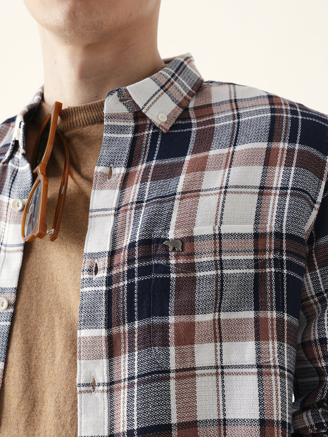 Multicolor Woven Checked Slim Fit Casual Shirt