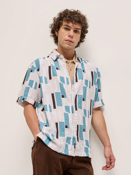 Multi-Color Geometrical Print Relax Fit Casual Shirt