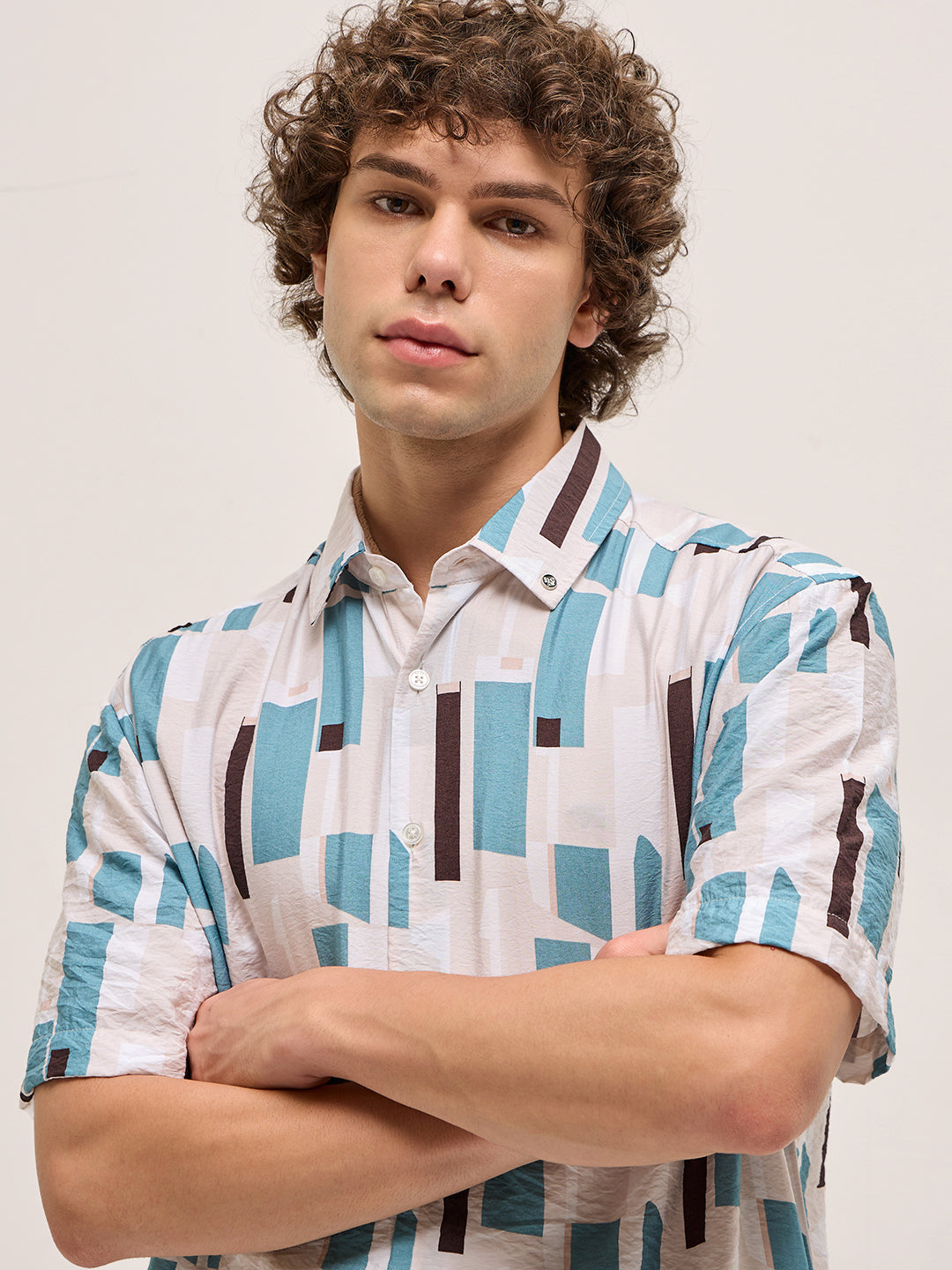 Multi-Color Geometrical Print Relax Fit Casual Shirt