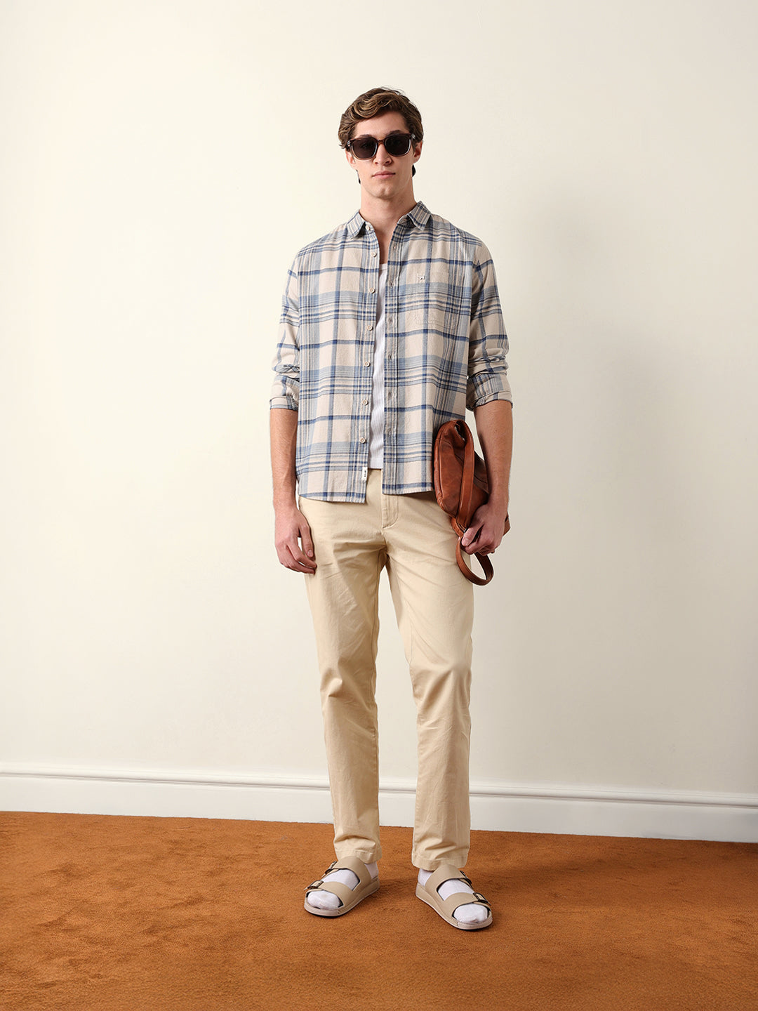Blue Regular Fit Woven Check Flannel Casual Shirt