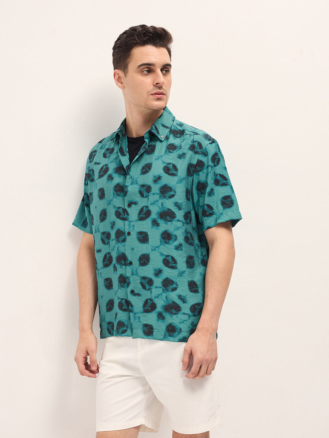 Blue Digital Print Relax Fit Casual Shirt