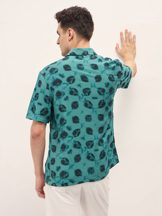 Blue Digital Print Relax Fit Casual Shirt