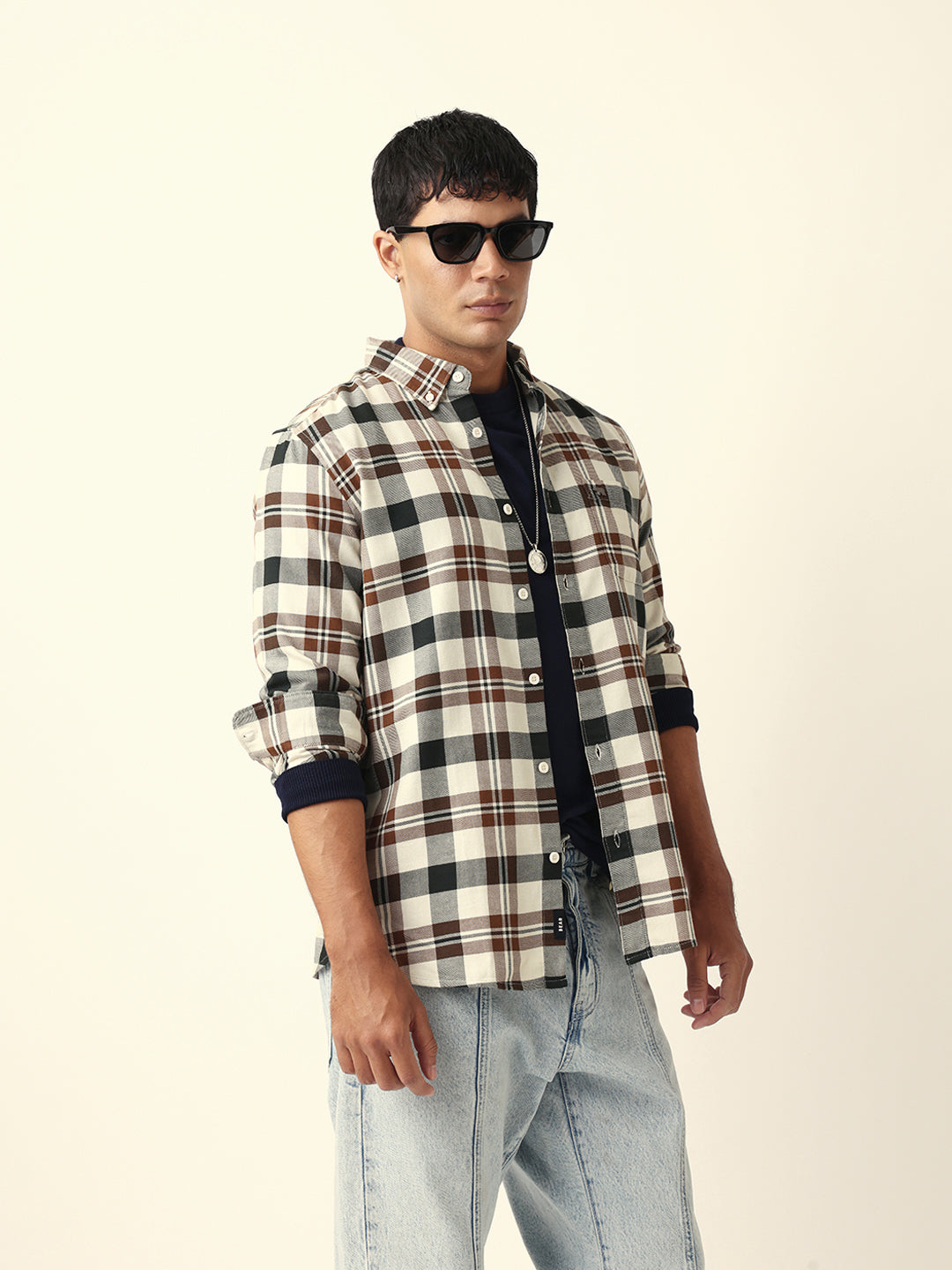 Multicolor Woven Tartan Checked Slim Fit Casual Shirt