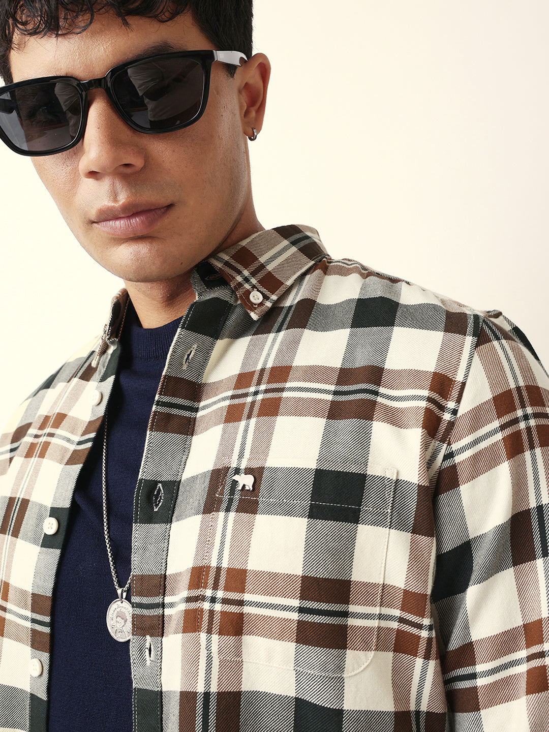 Multicolor Woven Tartan Checked Slim Fit Casual Shirt