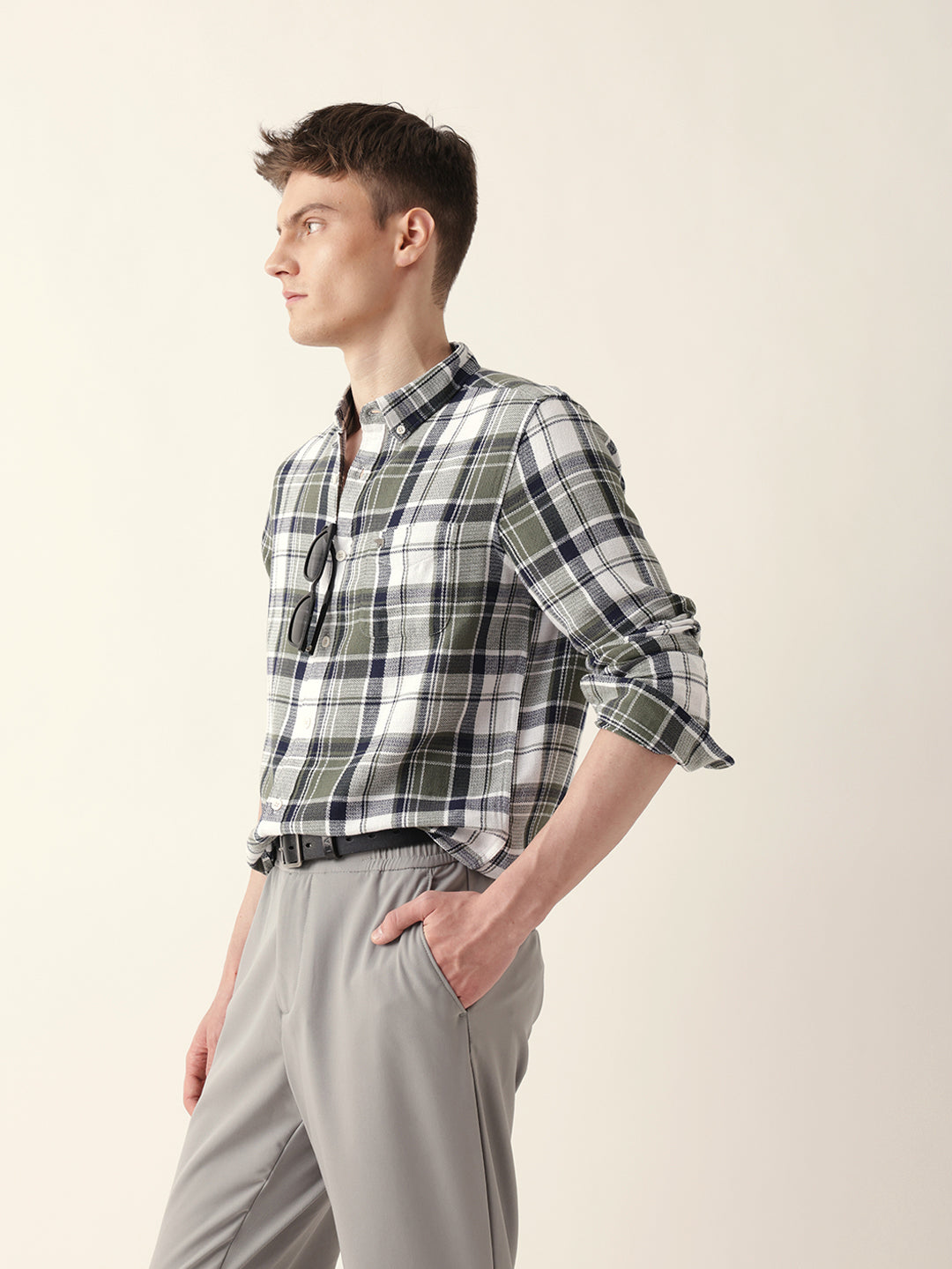 Multicolor Woven Tartan Checked Slim Fit Casual Shirt
