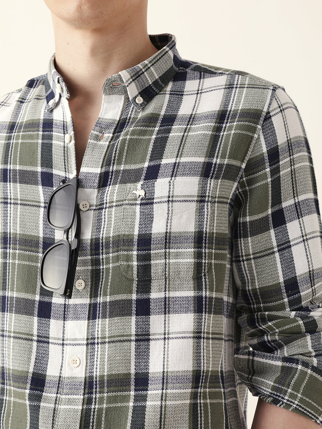 Multicolor Woven Tartan Checked Slim Fit Casual Shirt