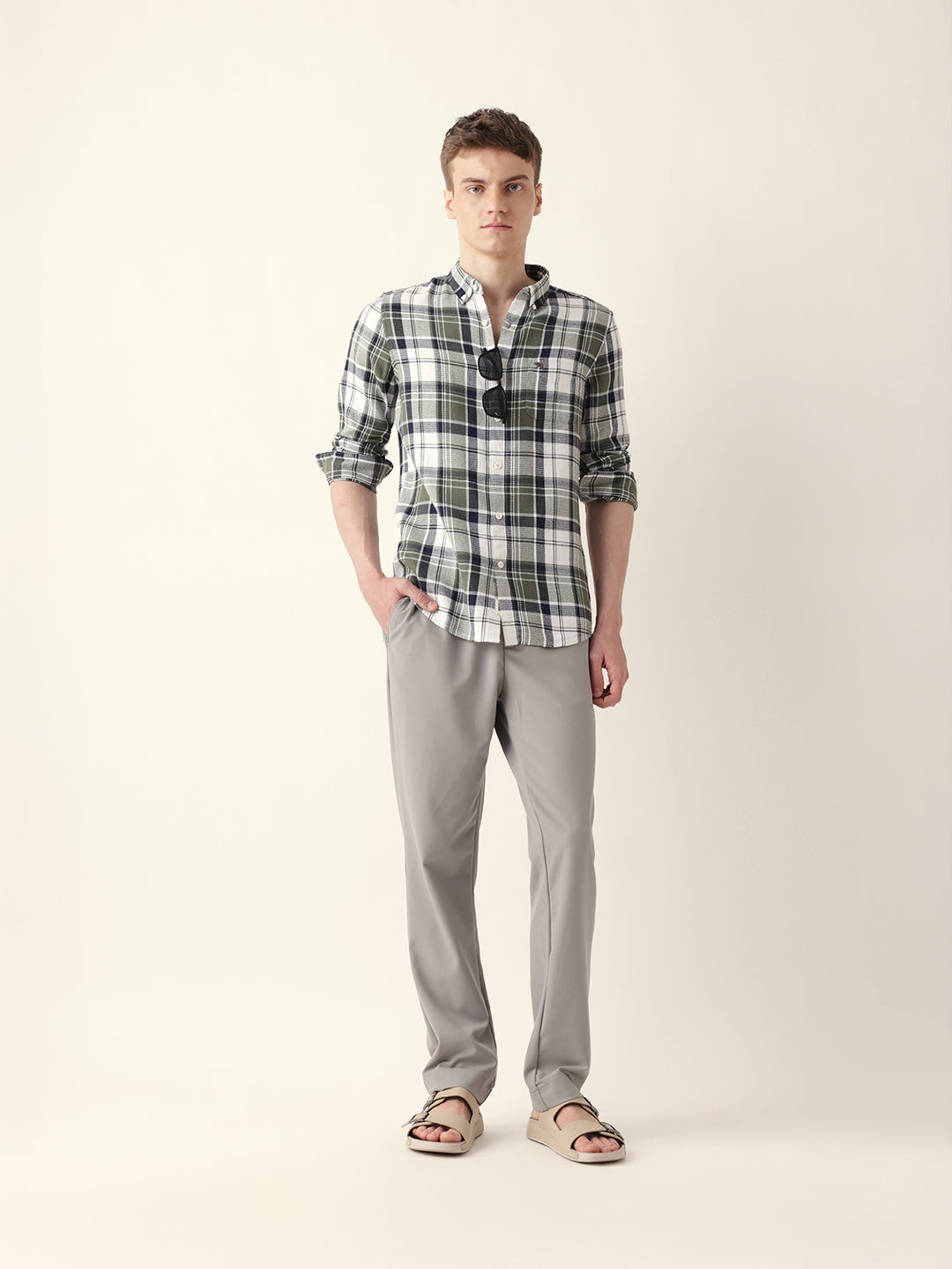Multicolor Woven Tartan Checked Slim Fit Casual Shirt