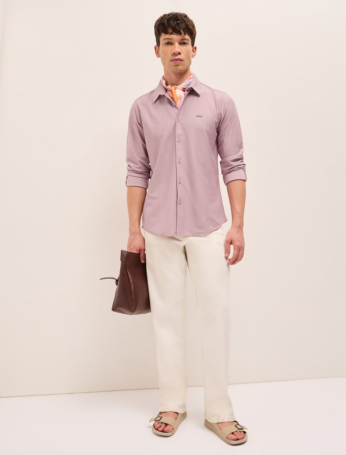 Pink Woven Textured Regular Fit Casual Shirt