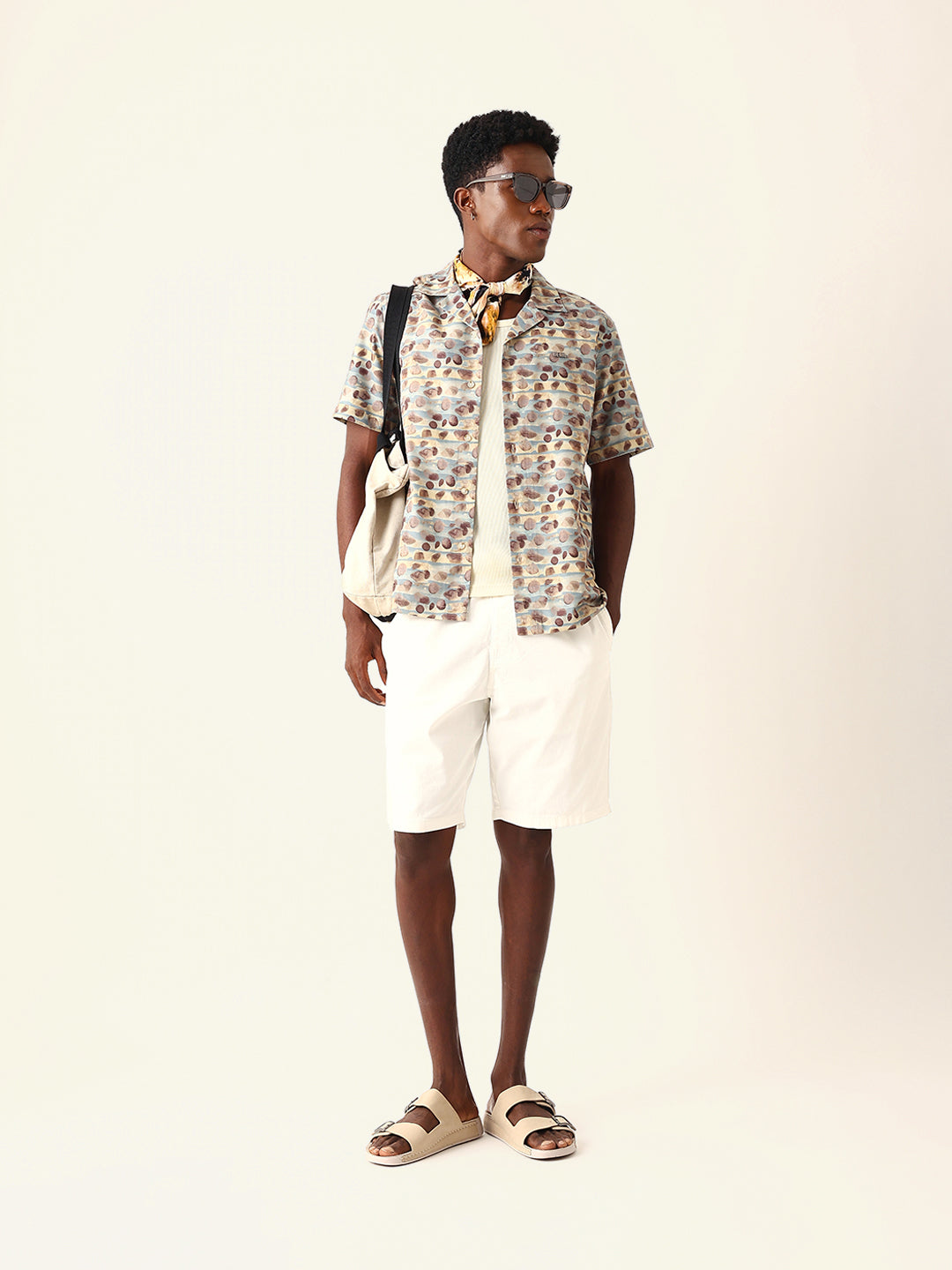 Multicolor Circular Abstract Printed Relaxed Fit Cuban Collar Casual Shirt