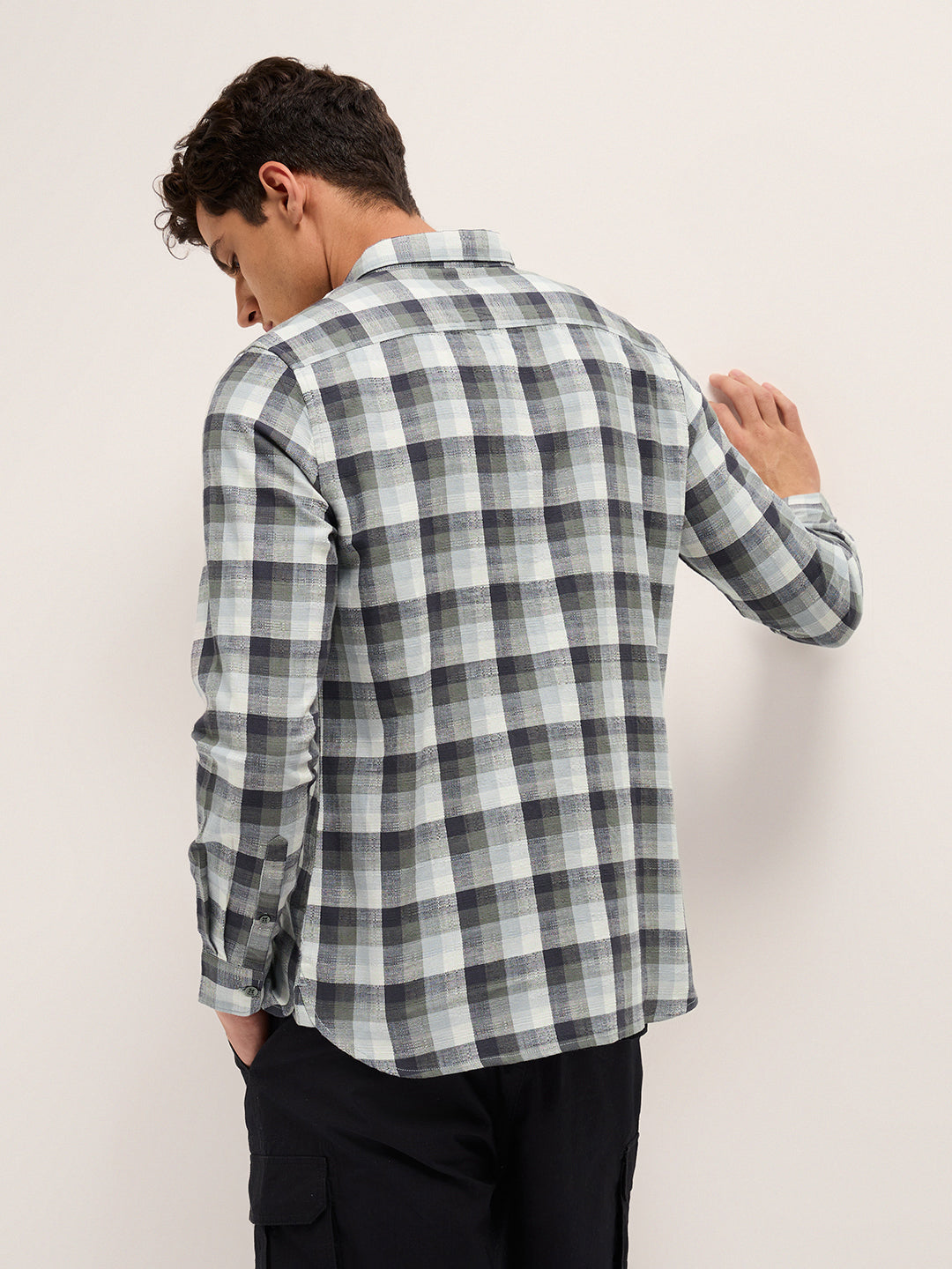 Multicolor Slim Fit Woven Check Casual Shirt