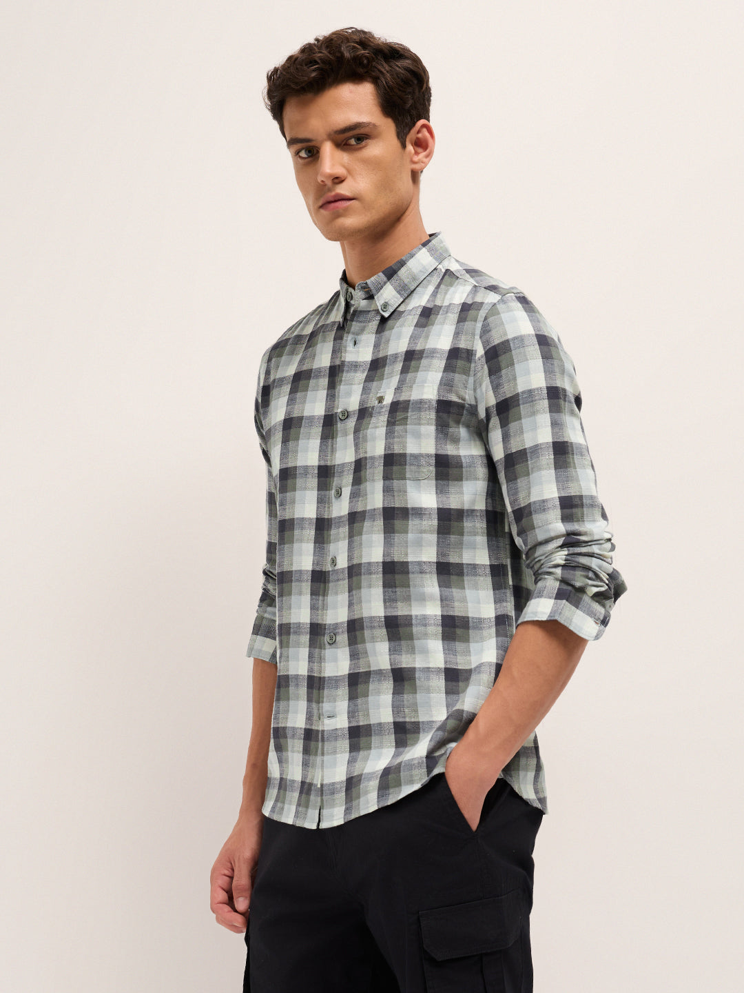 Multicolor Slim Fit Woven Check Casual Shirt