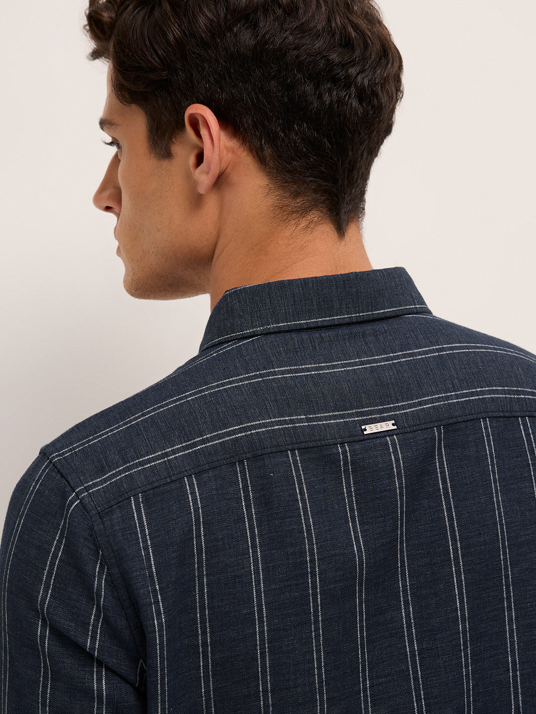 Dark Blue Vertical Stripes Slim Fit Casual Shirt