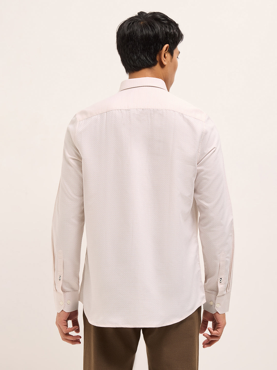 Light Pink Woven Cotton Blend Tailored Fit Formal Shirt