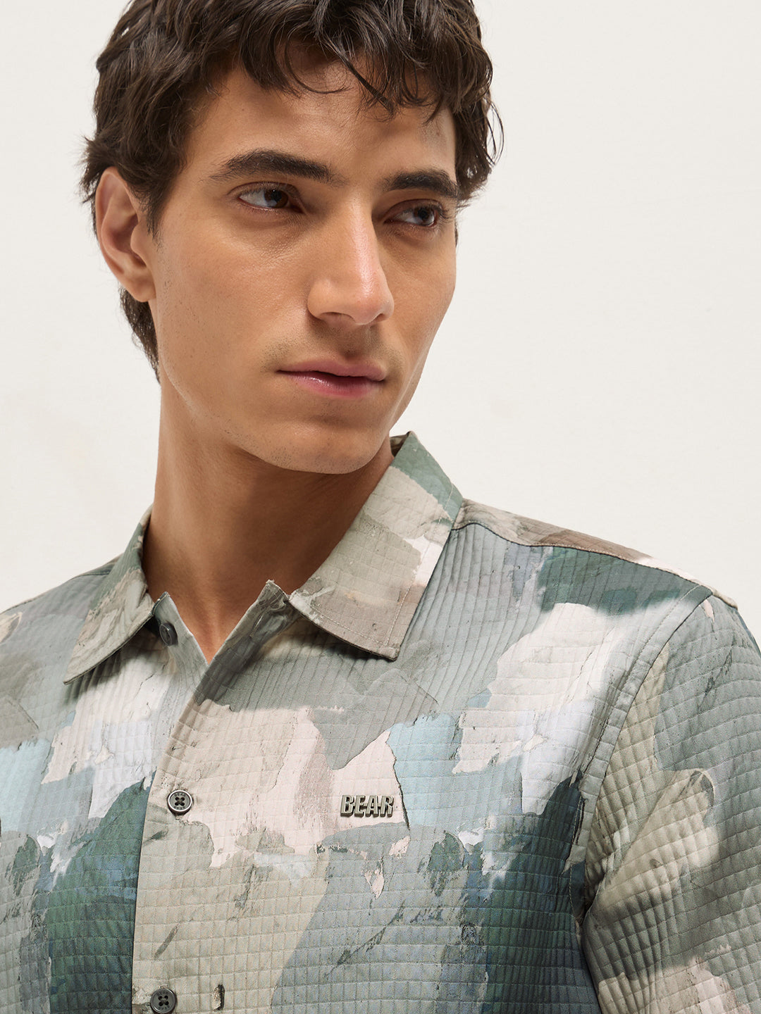 Multicolor Textured Check Abstract Digital Print Relaxed Fit Casual Shirt