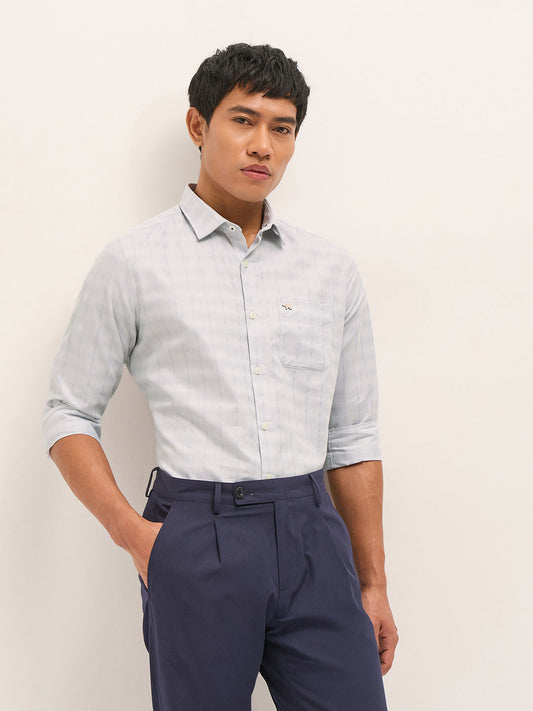Grey Woven Stripe Tailored Fit Formal Shirt