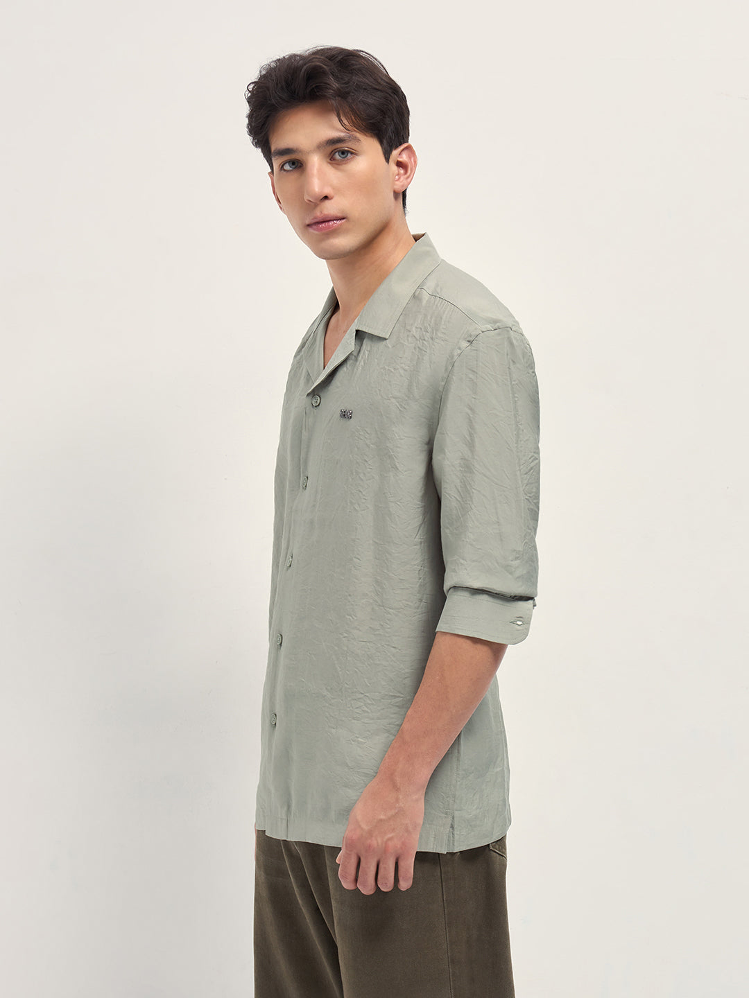 Light Green Lenzing Modal Solid Oversize Fit Casual Shirt