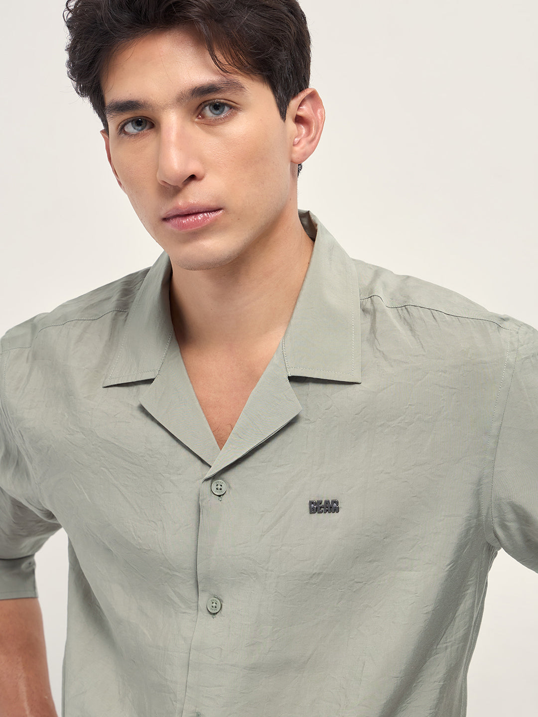 Light Green Lenzing Modal Solid Oversize Fit Casual Shirt