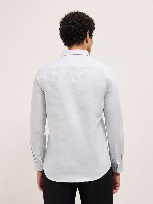 Grey Woven Checked Tailored Fit Formal Shirt