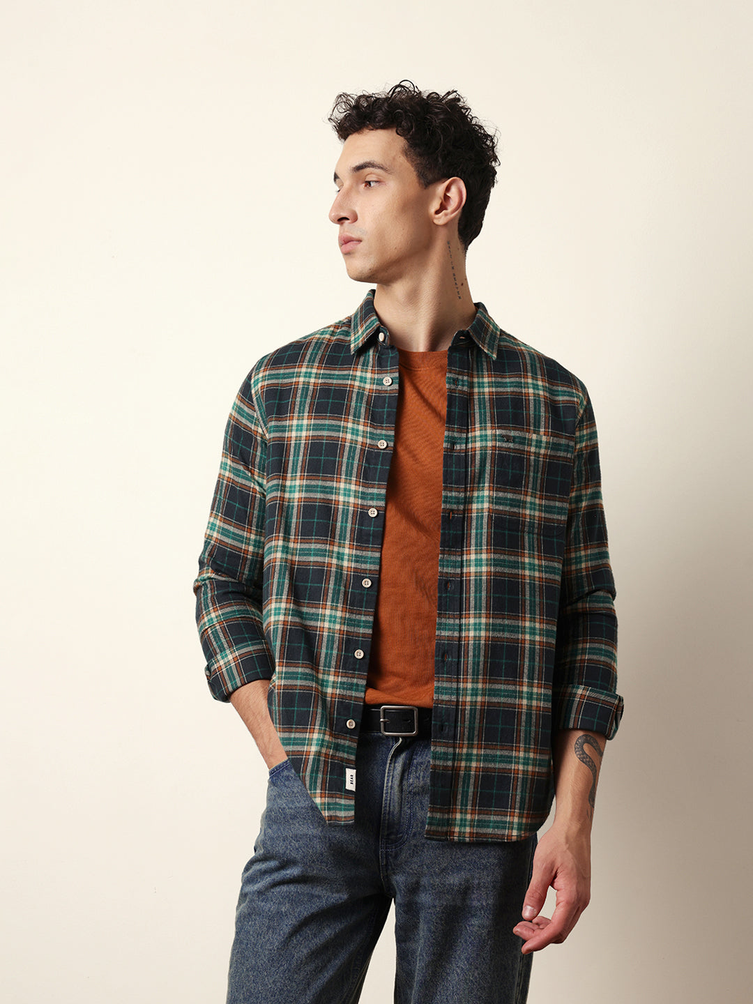 Multicolor Flannel Checked Regular Fit Casual Shirt