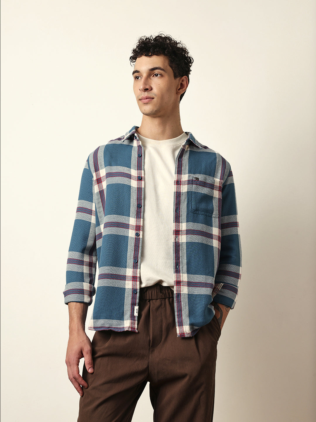 Multicolor Slim Fit Casual Shirt with Woven Check Pattern