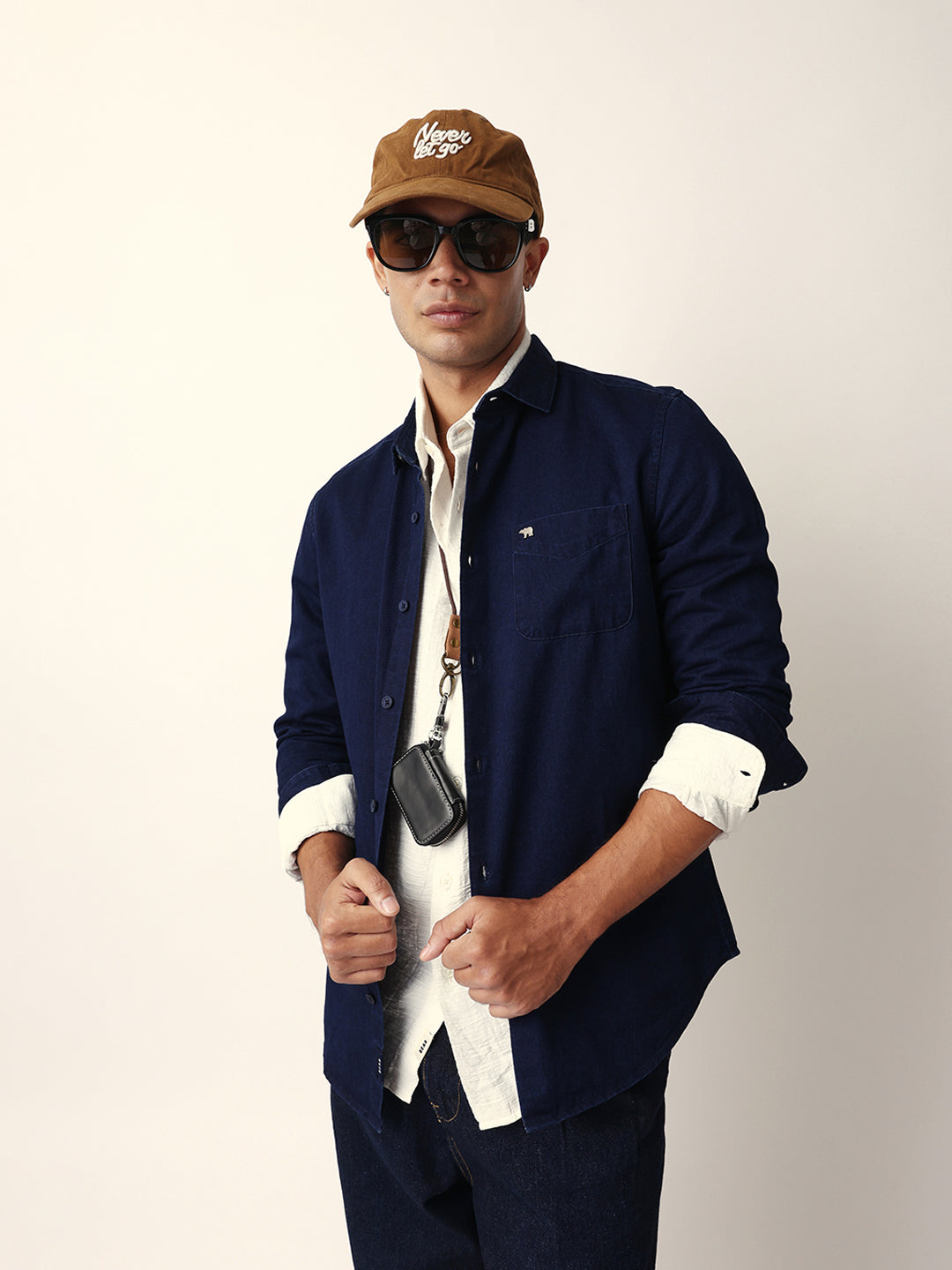 Dark Blue Denim Slim Fit Casual Shirt