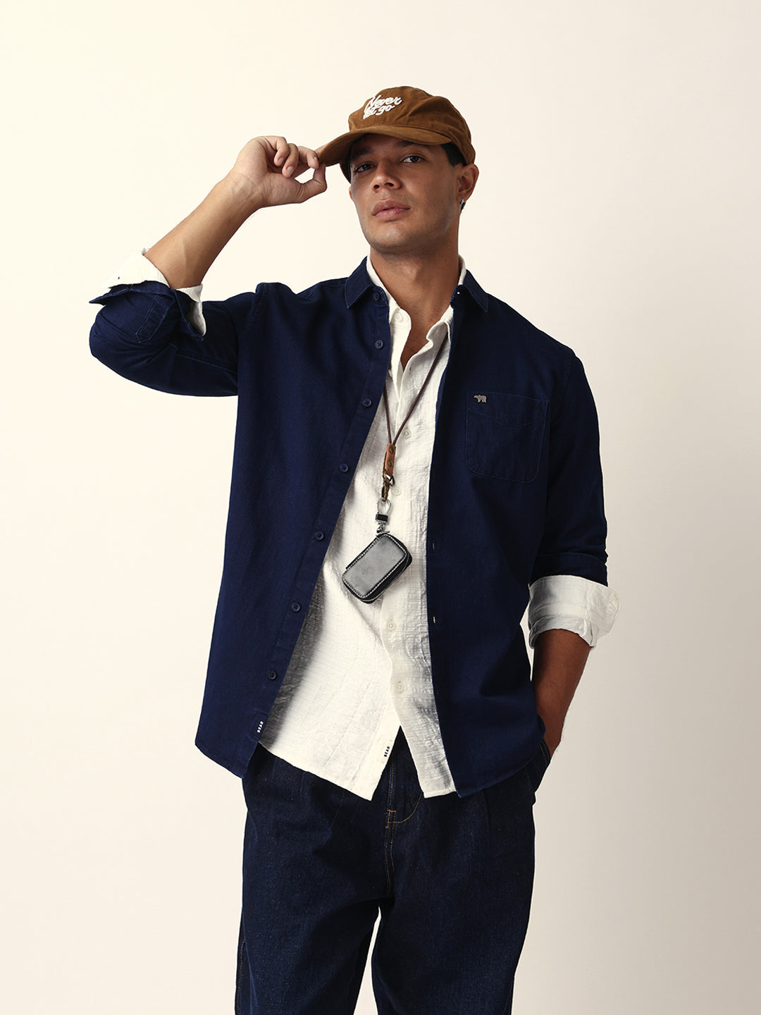 Dark Blue Denim Slim Fit Casual Shirt