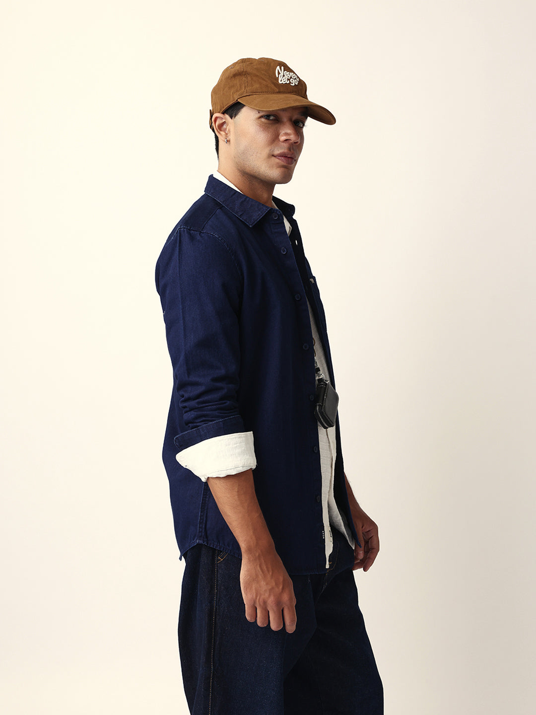 Dark Blue Denim Slim Fit Casual Shirt