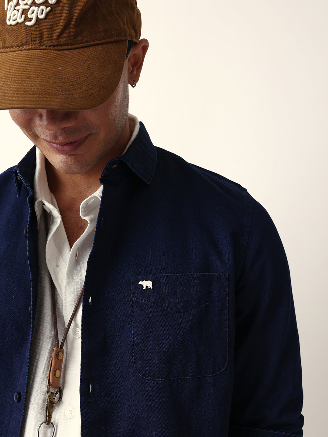Dark Blue Denim Slim Fit Casual Shirt