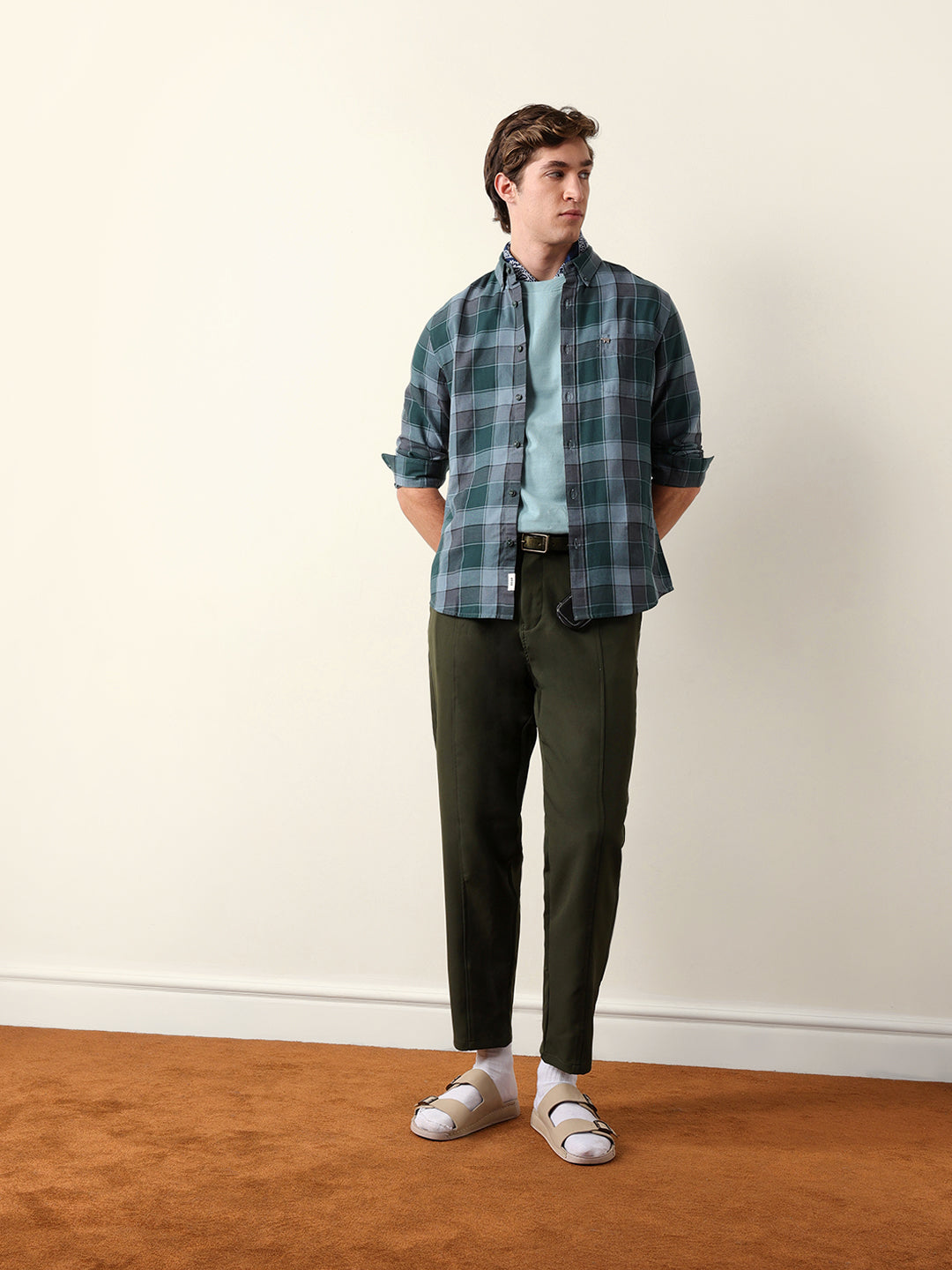 Multicolor Woven Check Slim Fit Casual Shirt