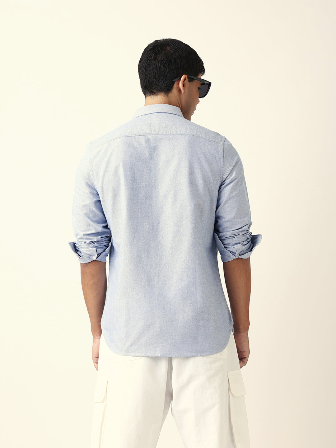 Blue Slim Fit Casual Solid Shirt