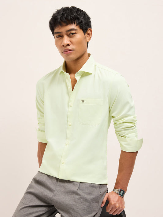 Light Green Solid Tailored Fit Formal Shirt