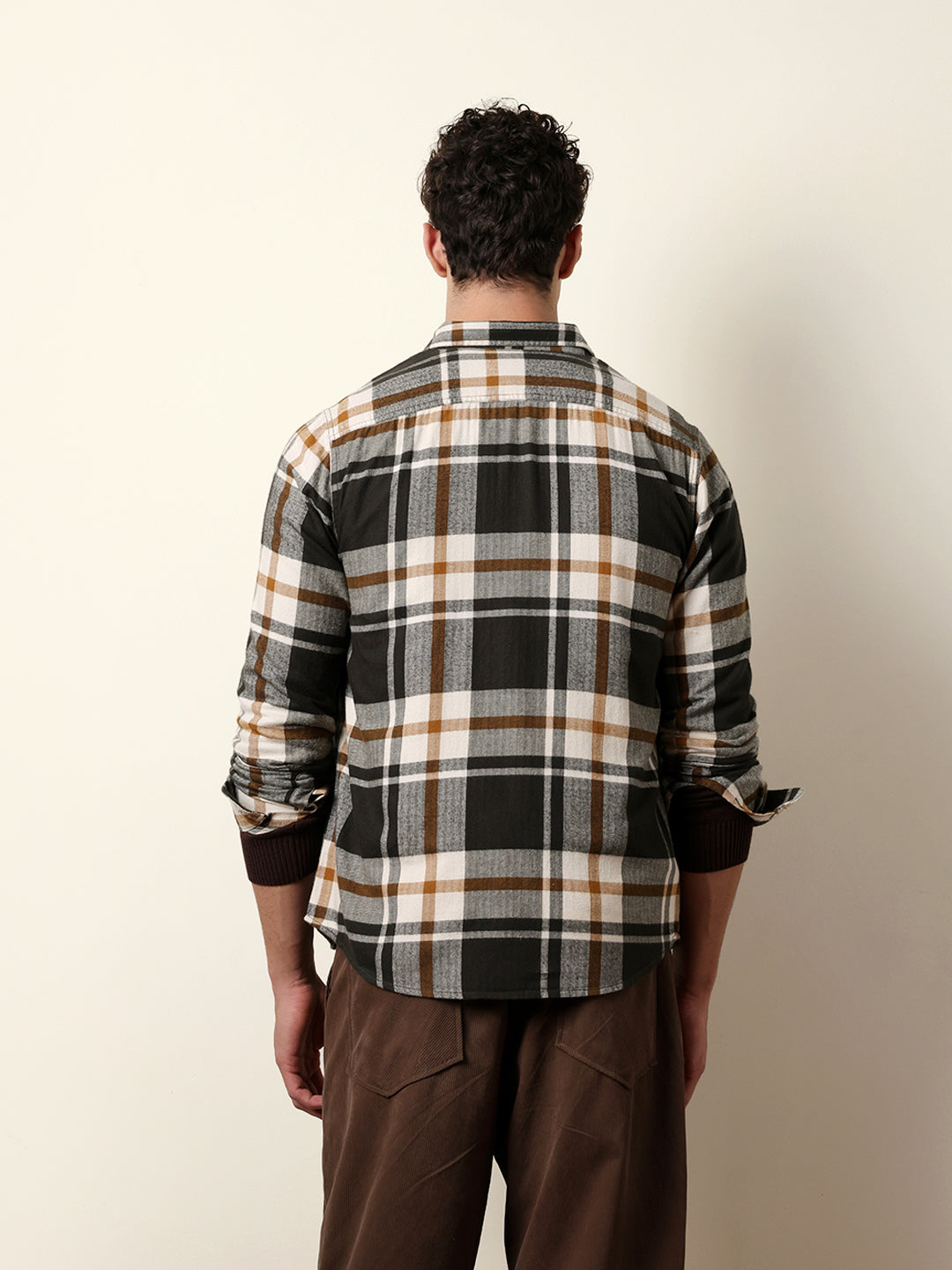 Multicolor Herringbone Flannel Checked Regular Fit Casual Shirt