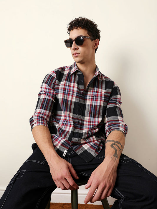 Multicolor Regular Fit Woven Check Flannel Casual Shirt