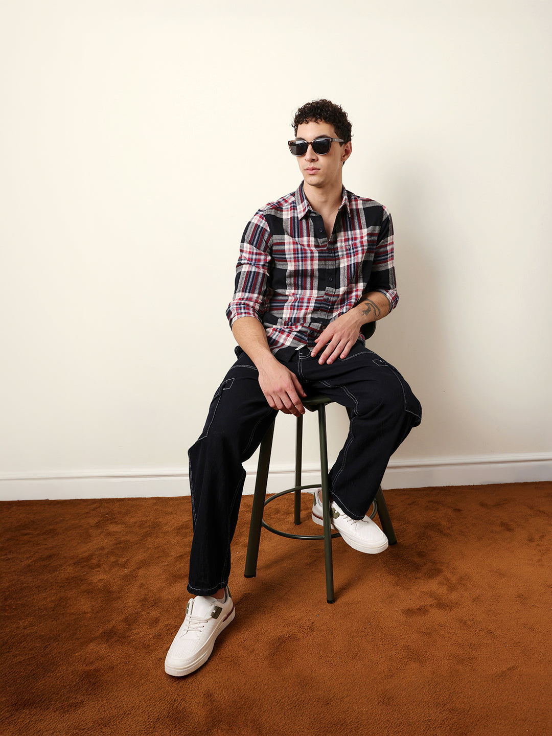 Multicolor Regular Fit Woven Check Flannel Casual Shirt