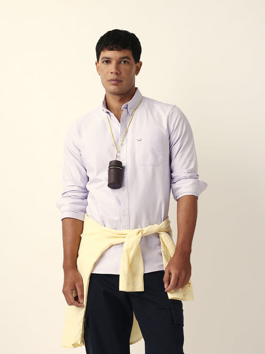 Purple Slim Fit Casual Solid Shirt