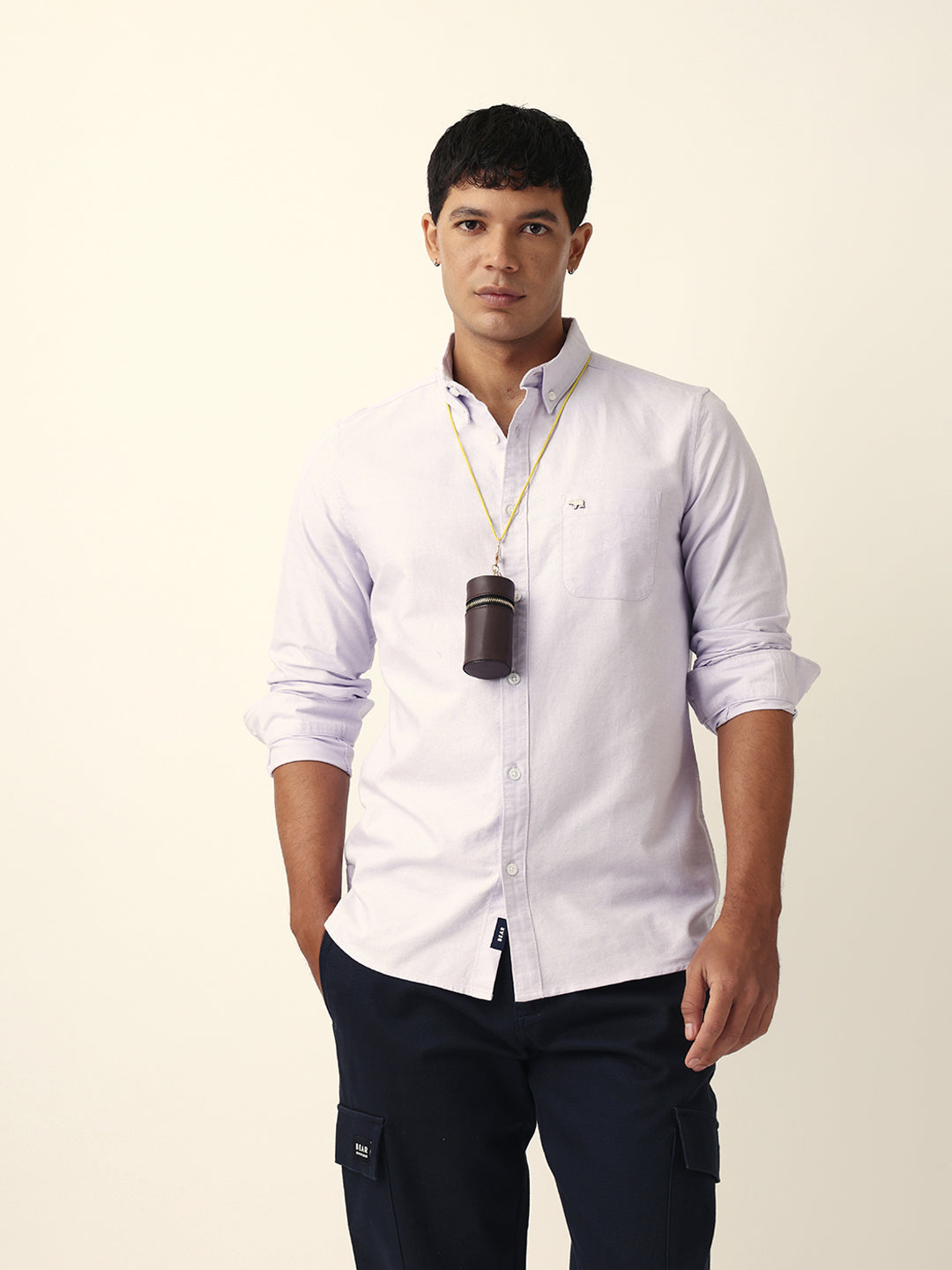 Purple Slim Fit Casual Solid Shirt