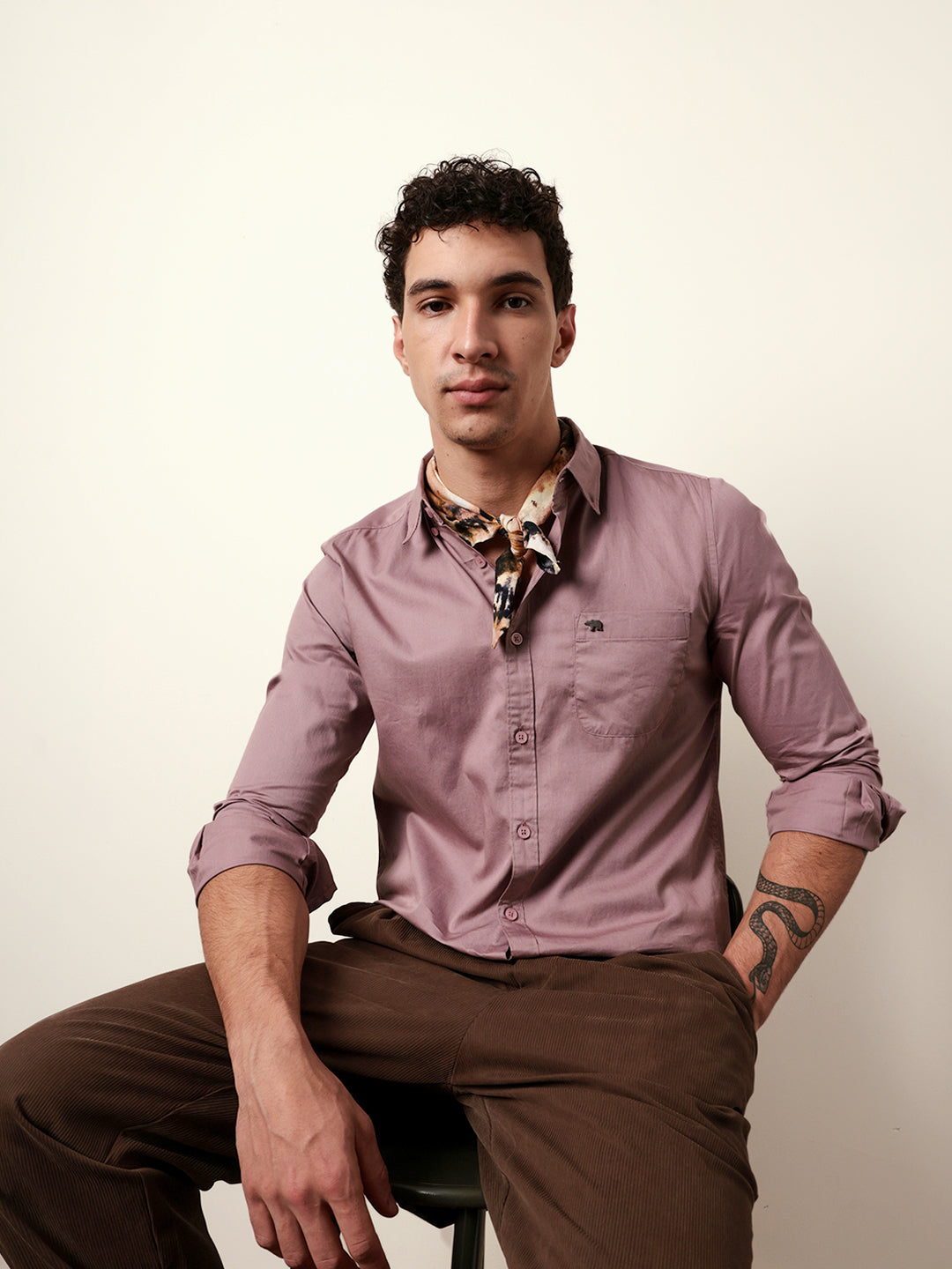 Pink Solid Cotton Slim Fit Casual Shirt