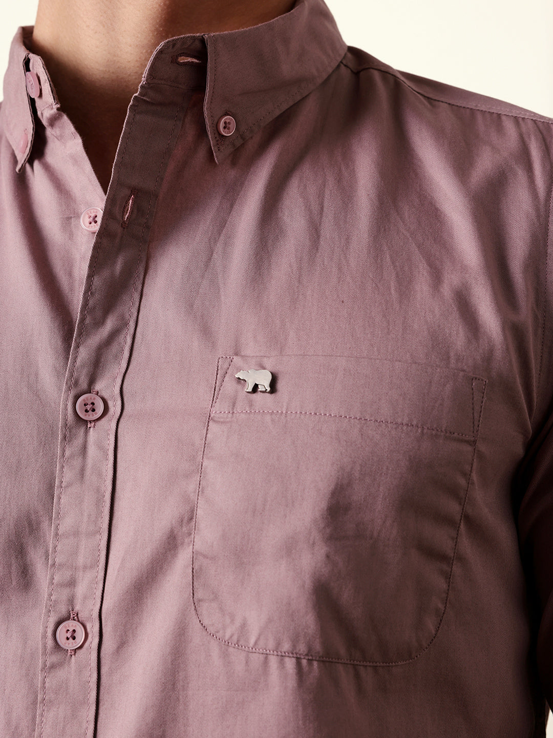 Pink Solid Cotton Slim Fit Casual Shirt