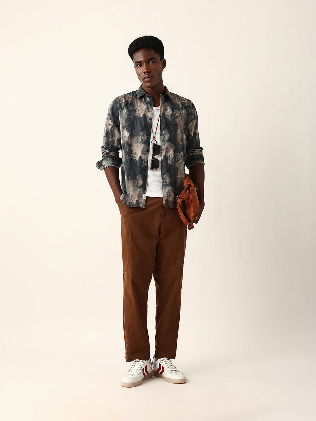 Multicolor Abstract Brushstroke Printed Slim Fit Casual Shirt