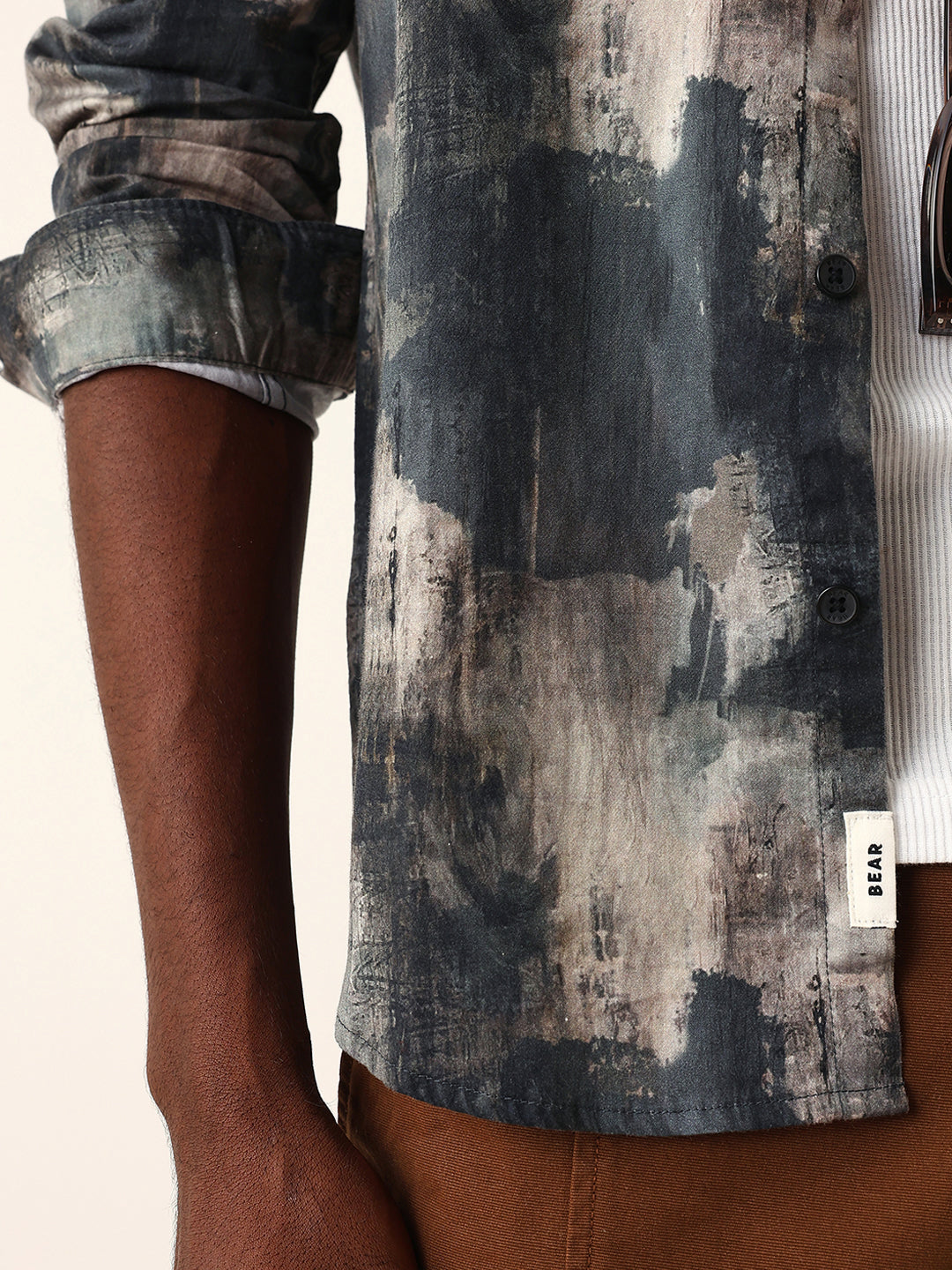 Multicolor Abstract Brushstroke Printed Slim Fit Casual Shirt