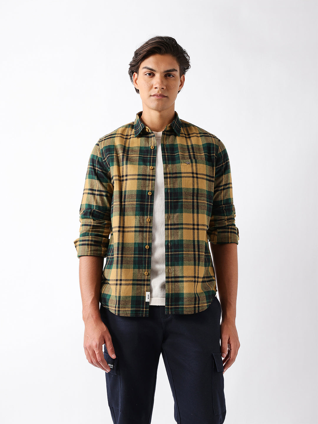 Multicolor Woven Checked Slim Fit Casual Shirt