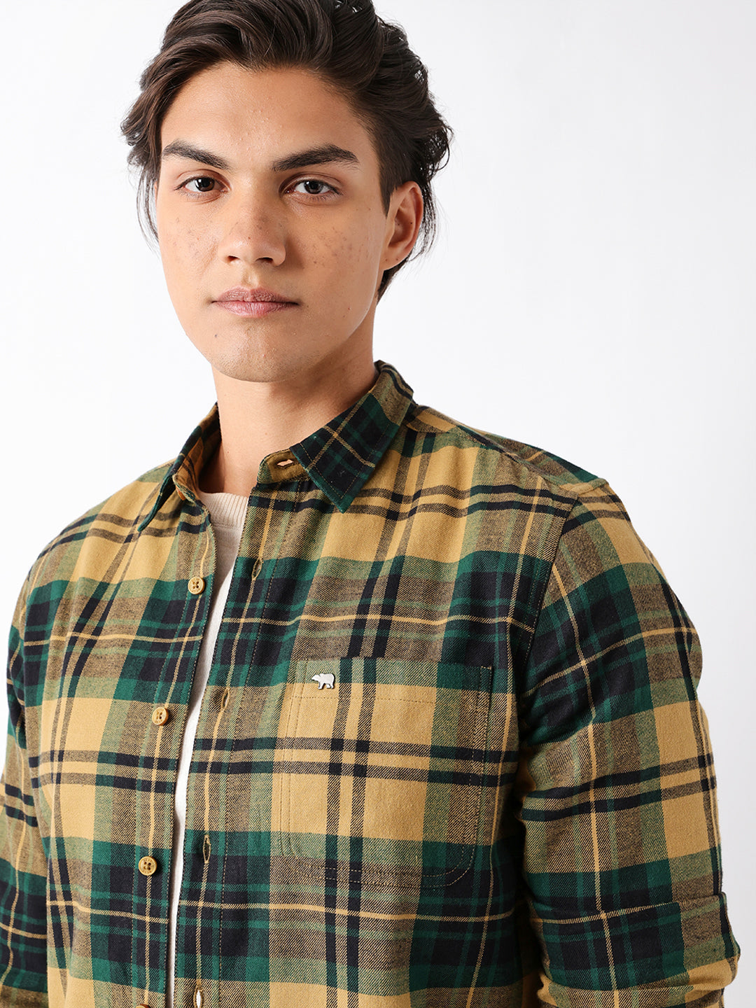 Multicolor Woven Checked Slim Fit Casual Shirt