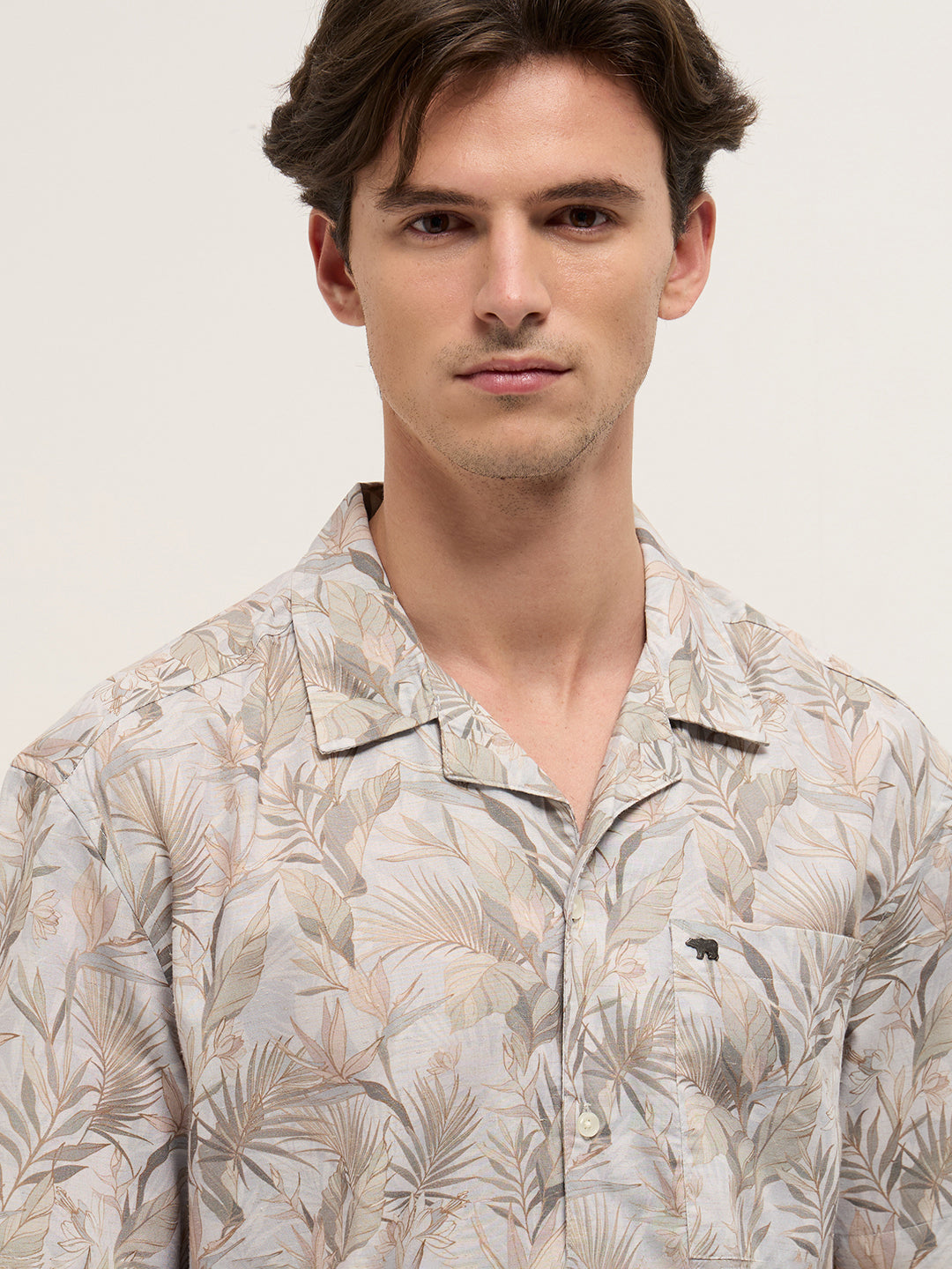 Multicolor Tropical Leaf Print Oversized Fit Half Sleeve Shirt