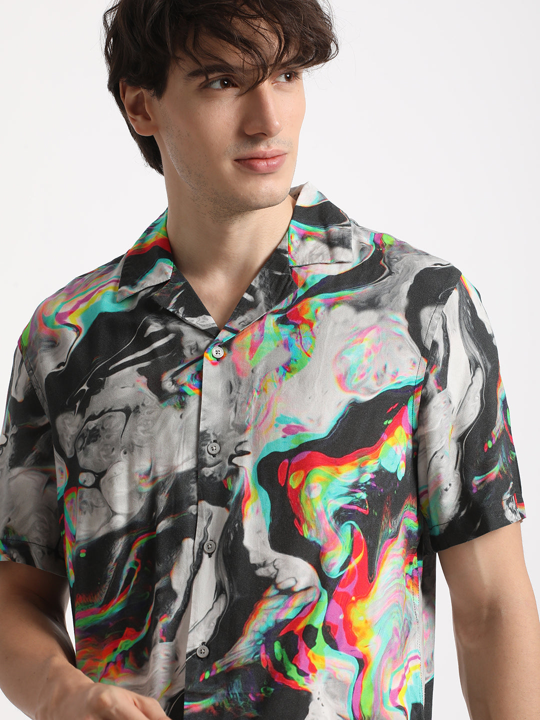 Men's Multi-Coloured Printed Regular Fit Casual Shirt