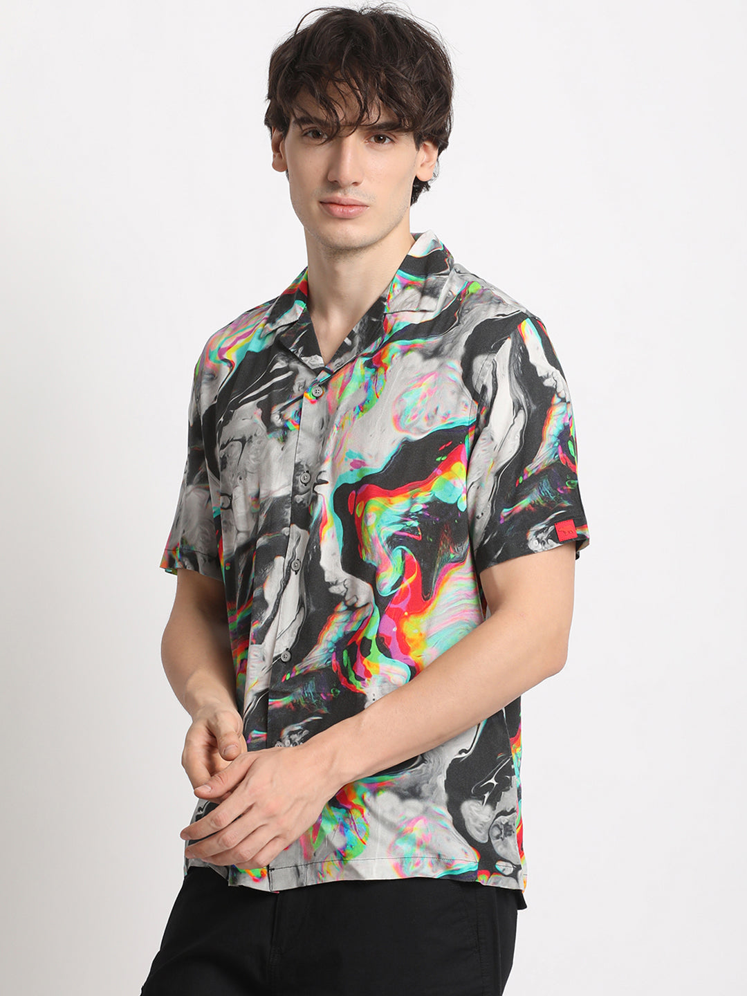 Men's Multi-Coloured Printed Regular Fit Casual Shirt
