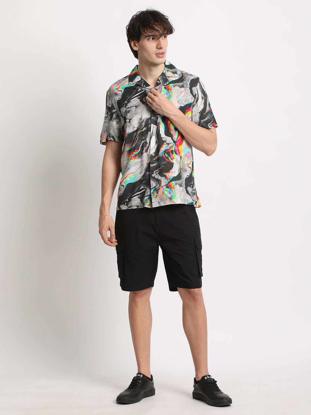 Men's Multi-Coloured Printed Regular Fit Casual Shirt