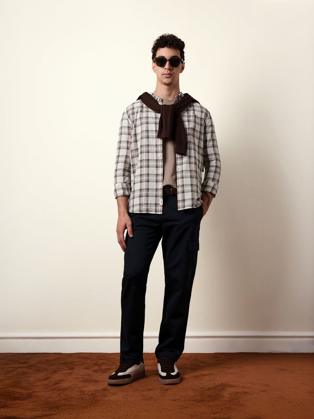 Multicolor Woven Tartan Checked Slim Fit Casual Shirt