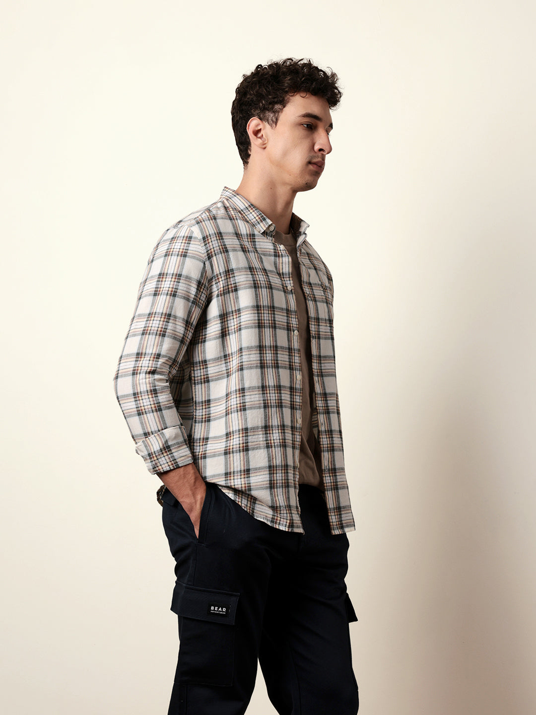 Multicolor Woven Tartan Checked Slim Fit Casual Shirt